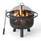 Black Wood Burning Fire Pit with Log Grate and Mesh Screen for Outdoor Use 24